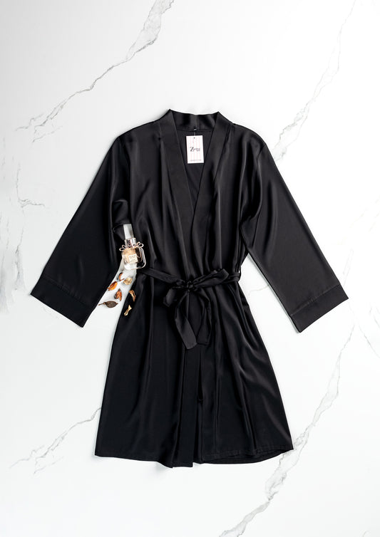 Short satin robe